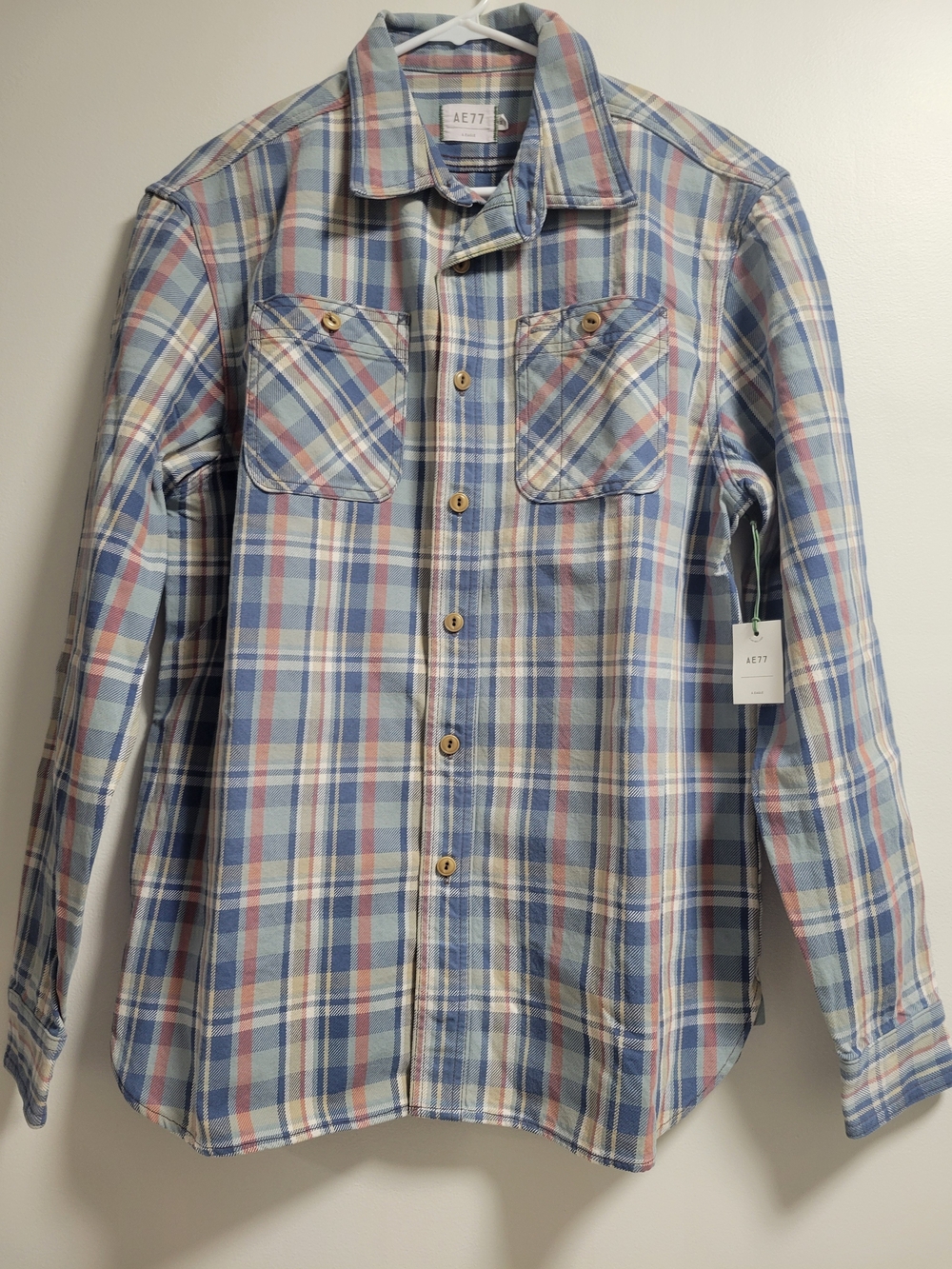 NWT AE77 American Eagle Plaid Shirt Shacket Man's /Unisex Size M 100% Cotton